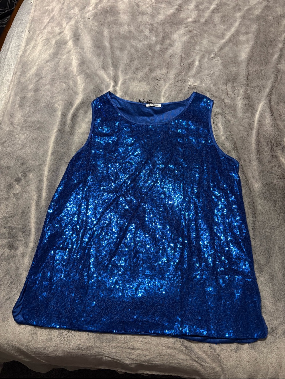Women's Royal Blue Sequin Sleeveless Tank Top